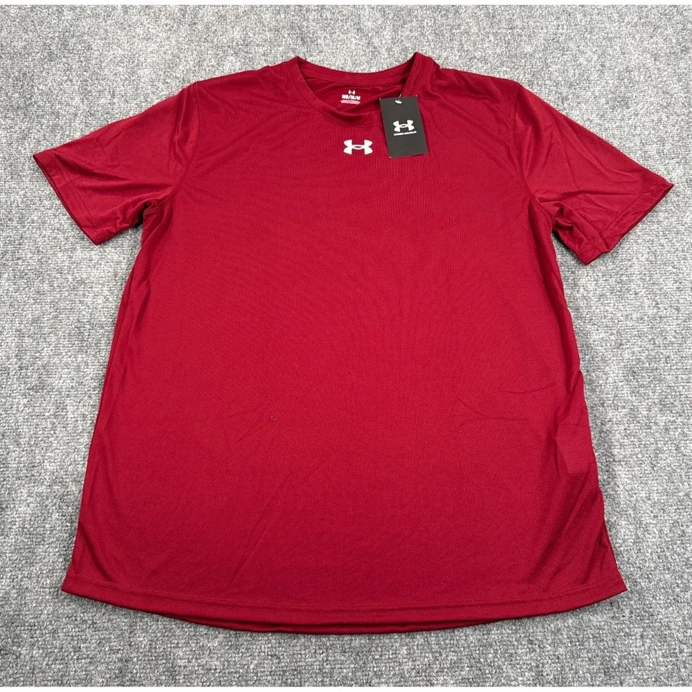 Under Armour Mens Medium Team Tech Shirt Red Loose Fit Performance Tee NWT